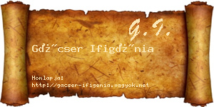 Gácser Ifigénia névjegykártya